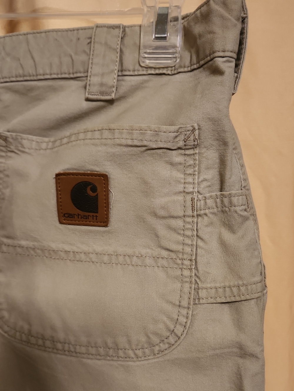 Carhartt 100% Cotton cream/khaki Men's Classic Utility Work Pants Sz 33 x 28